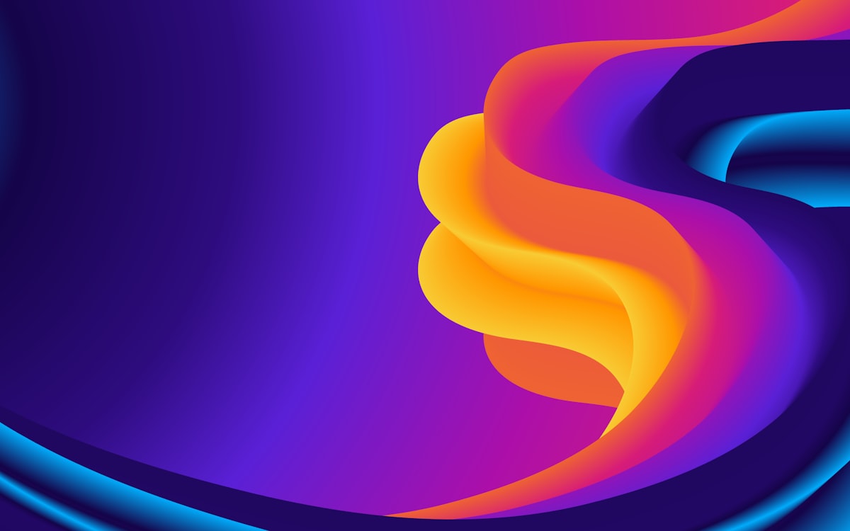 Abstract flowing purple and orange fluid art